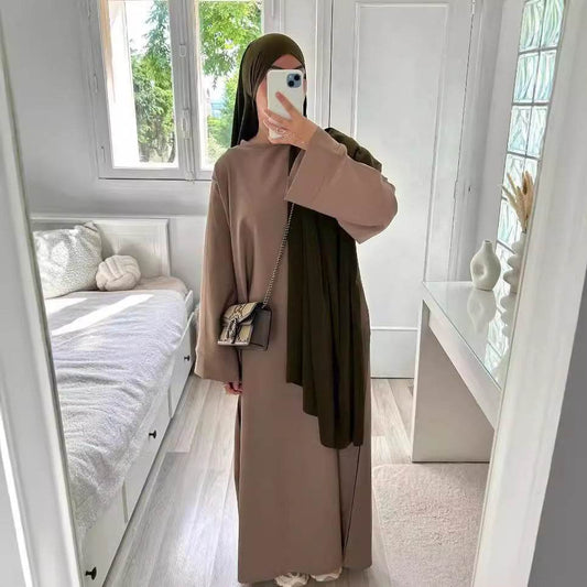 Simple solid-color long robe dress - Price Value Store