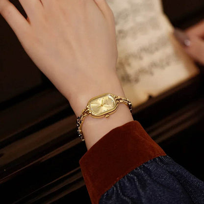 Space-Time Corridor mid-Ancient bracelet watch small retro small gold watch Oval light luxury artistic fashion quartz watch - Price Value Store
