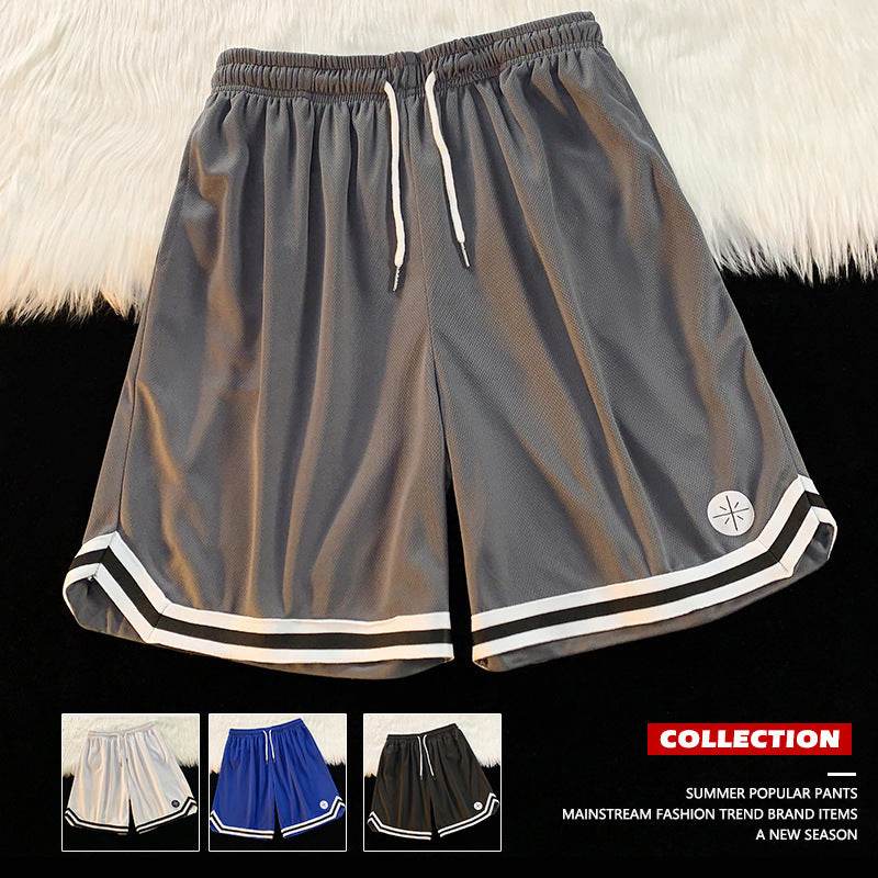 Summer Outer Wear Basketball Sports Shorts Men's Thin Casual Quick-drying Ice Silk Pants Loose All-match Five-point Pants Men's - Price Value Store