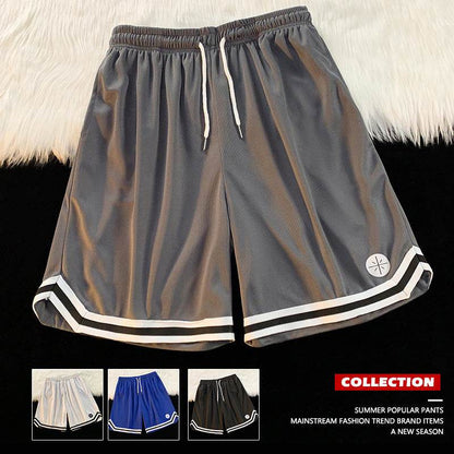 Summer Outer Wear Basketball Sports Shorts Men's Thin Casual Quick-drying Ice Silk Pants Loose All-match Five-point Pants Men's - Price Value Store