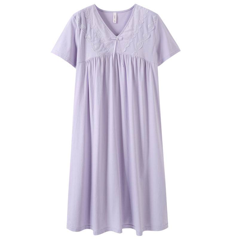 Pure cotton short-sleeved nightgown - Price Value Store
