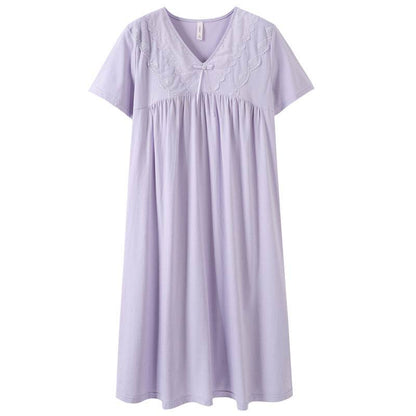 Pure cotton short-sleeved nightgown - Price Value Store