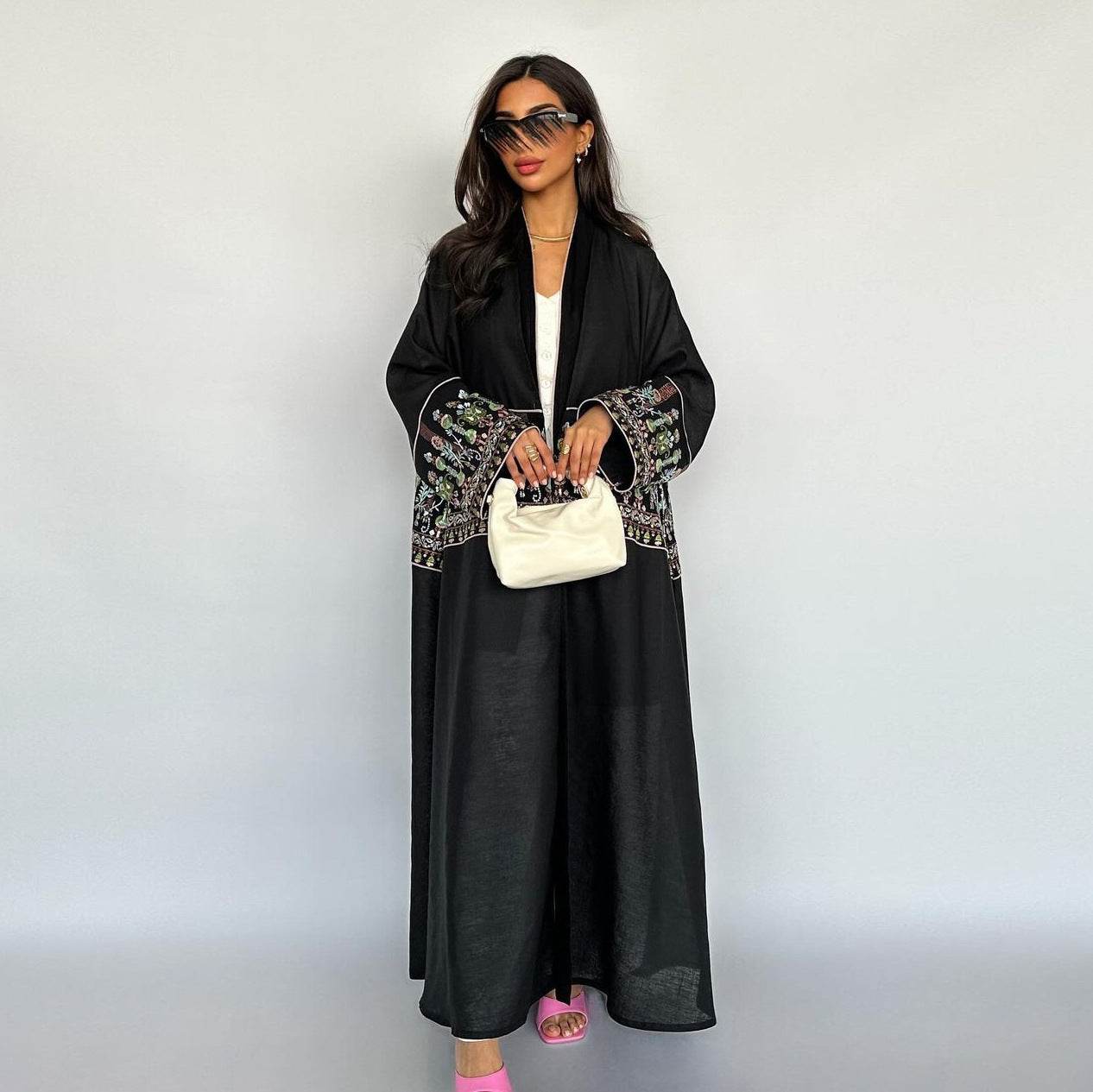 Cardigan with embroidered patterns and long robe - Price Value Store