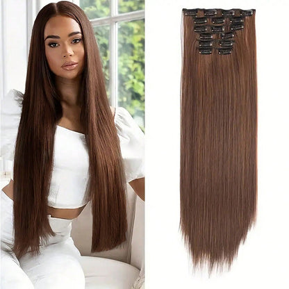 Long straight black hair wig for women