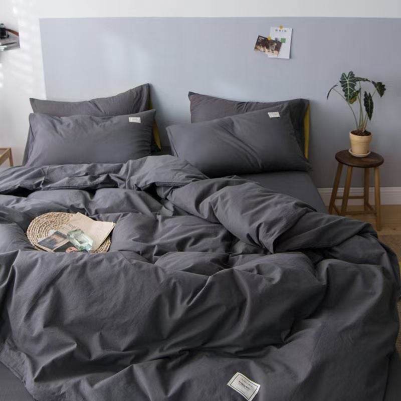 Four-piece Set Nordic Style Wash Cotton Quilt Cover Net-red Bed Sheet Student Dormitory Bedding - Price Value Store