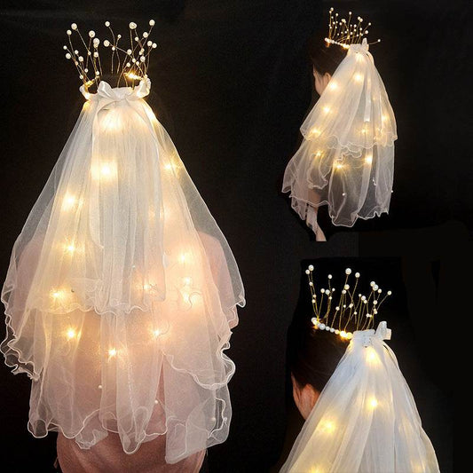 LED Light-Up Wedding Veil with Hair Clip for Women and Kids - Price Value Store