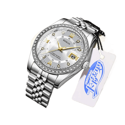 2025 New Roman Numerals Diamond Calendar Steel Band Watch Luminous Waterproof High Color Value Watch Cross-border Hot Sale - Price Value Store