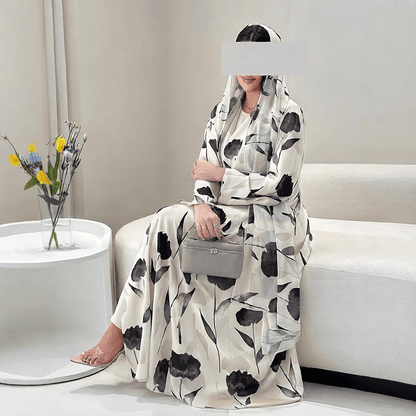 Long-sleeved printed robe with headscarf - Price Value Store