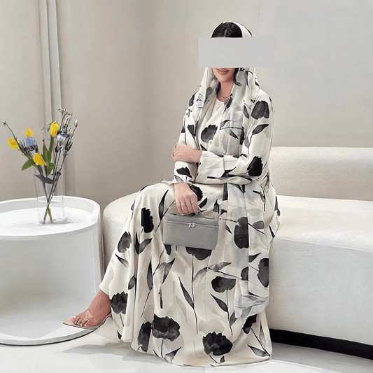 Long-sleeved printed robe with headscarf - Price Value Store
