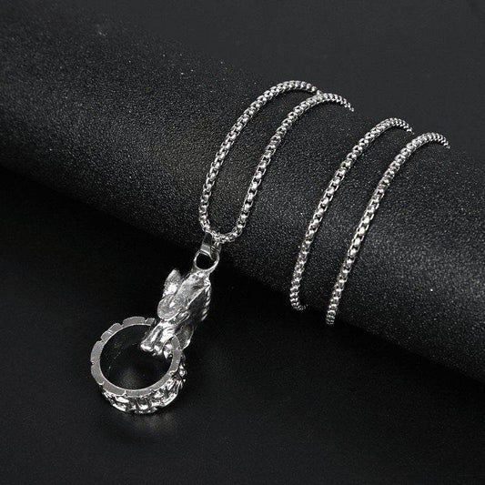 Hip-Hop Wolf Head Fingerring Necklace - Price Value Store