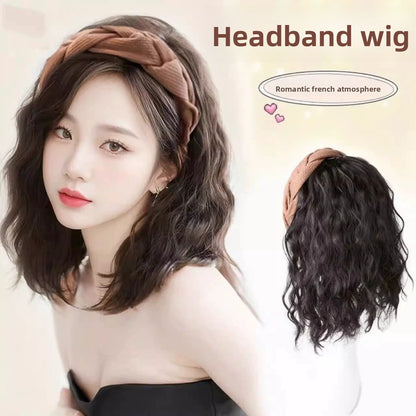 False hair band integrated high cranial top water ripple half head cover