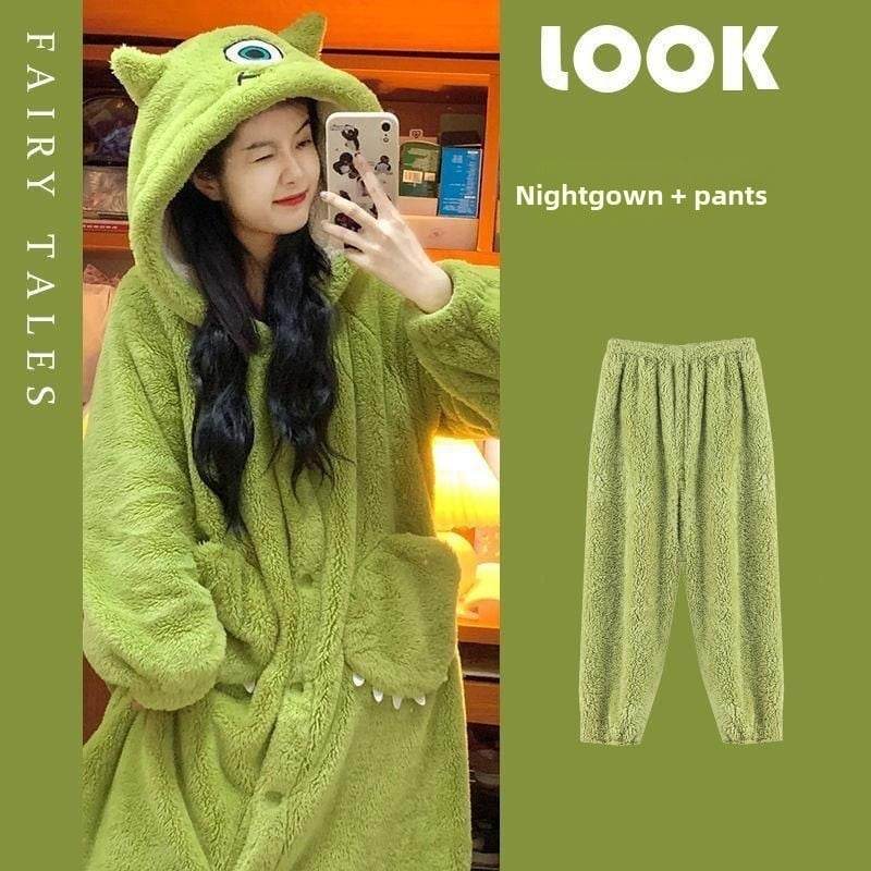 Big-eyed coral fleece pajamas - Price Value Store