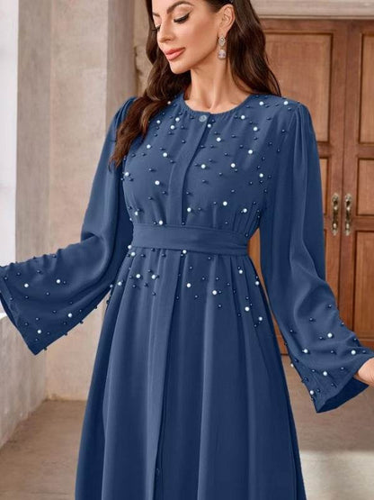 Long-sleeved pearl long dress - Price Value Store