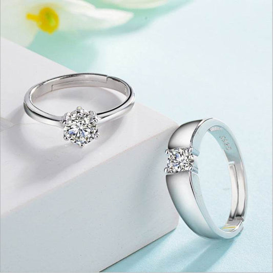 Deep as the Sea Six-claw Inlaid Zircon Ring Women's Fashion Opening Adjustable Couple Ring - Price Value Store