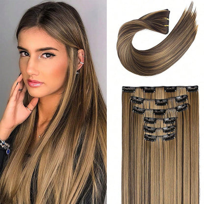Long straight black hair wig for women
