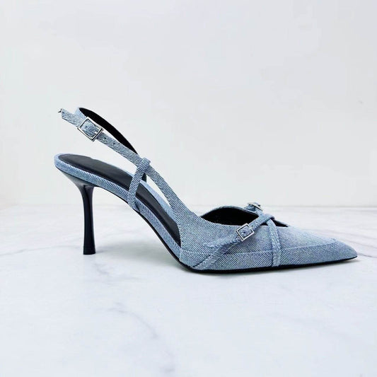 Jeans fabric high-heeled sandals - Price Value Store