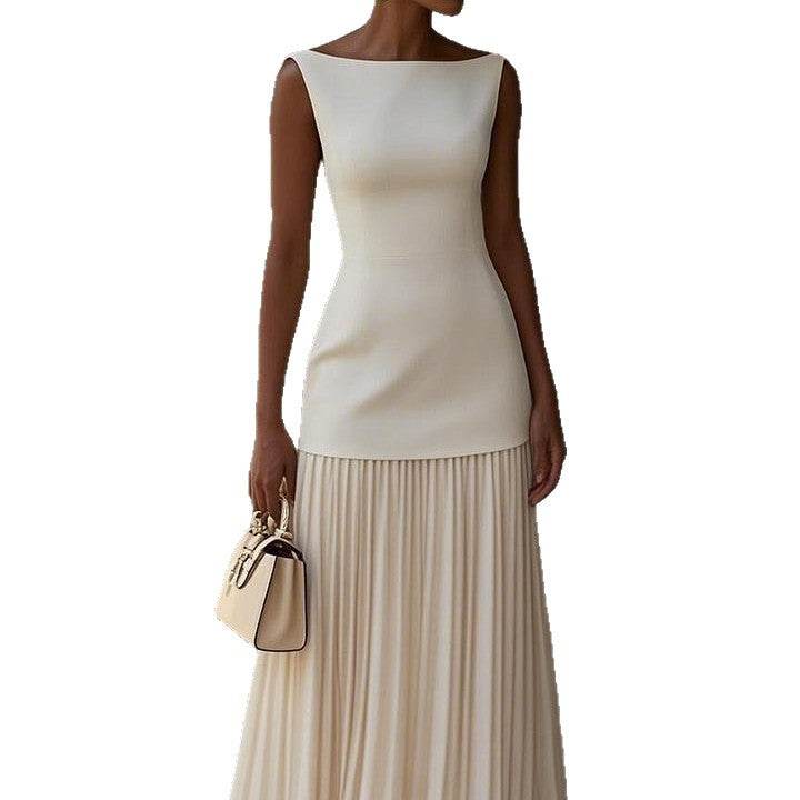 Solid-color sleeveless knitted dress - Price Value Store
