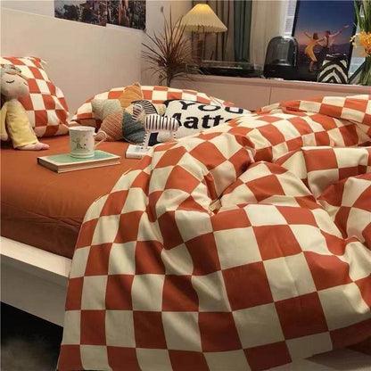 Four-piece Set Nordic Style Wash Cotton Quilt Cover Net-red Bed Sheet Student Dormitory Bedding - Price Value Store
