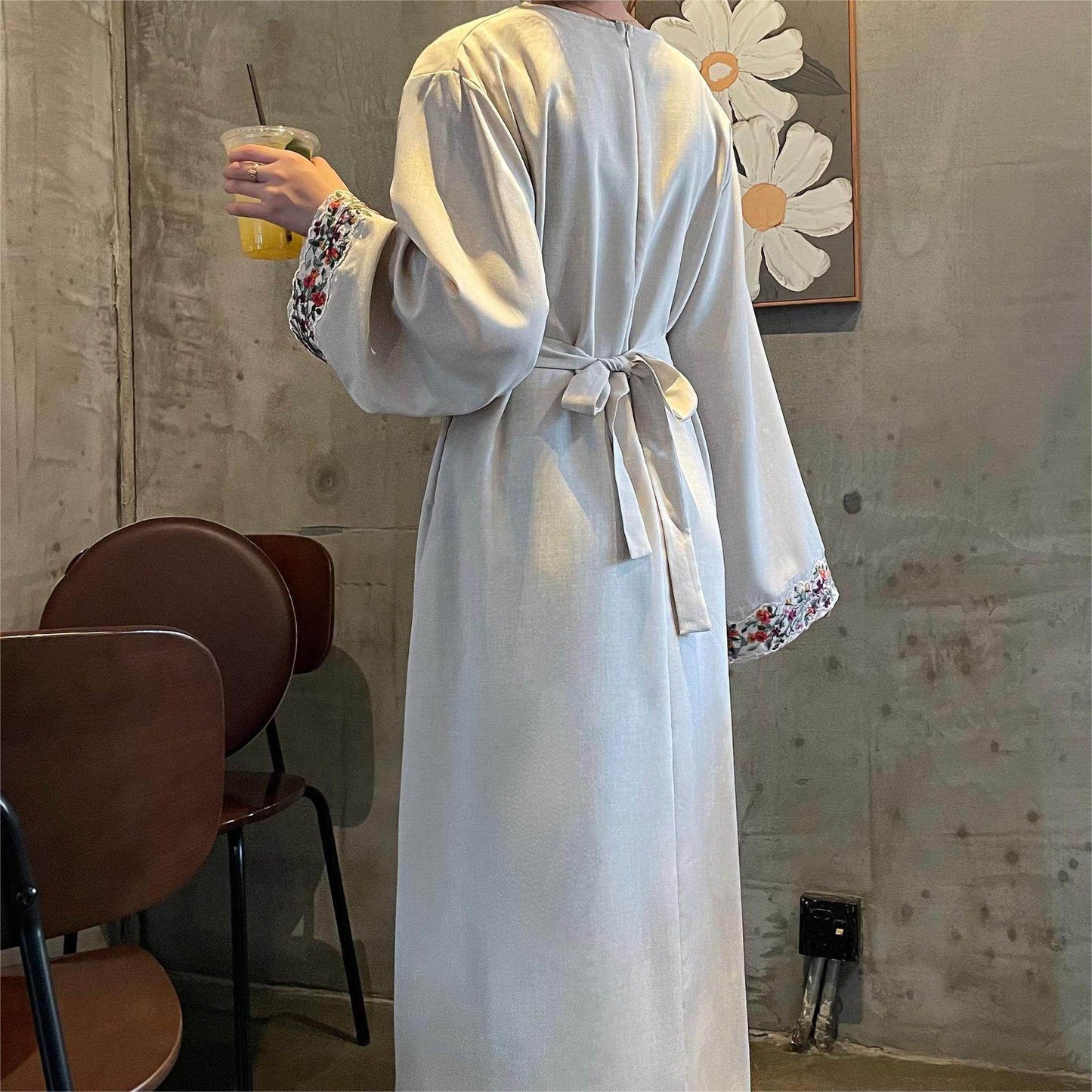 Linen embroidered dress - Price Value Store
