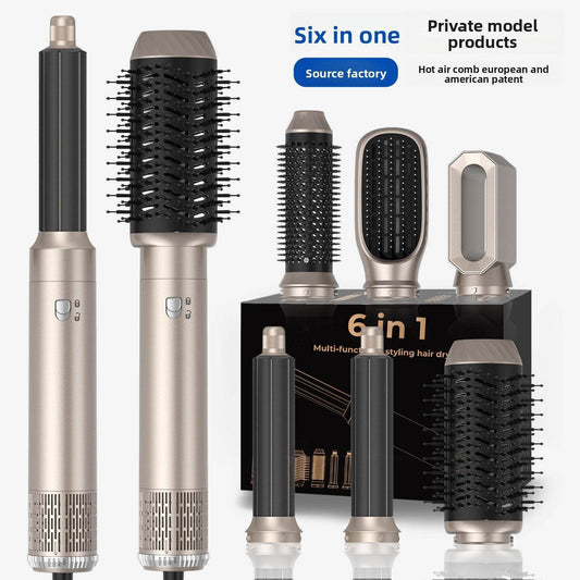 six-in-one noise reduction hair dryer, wind drum, curling iron, all-in-one hair dryer, comb straight hair - Price Value Store