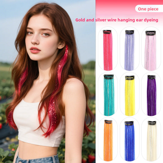 Laser-hung ear-dyed wig pieces
