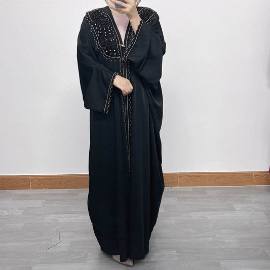 Elegant Bat Sleeve Loose Cardigan with Embroidery - Price Value Store