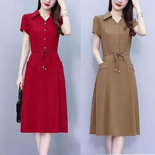A large-sized waist-cinching and slimming dress - Price Value Store