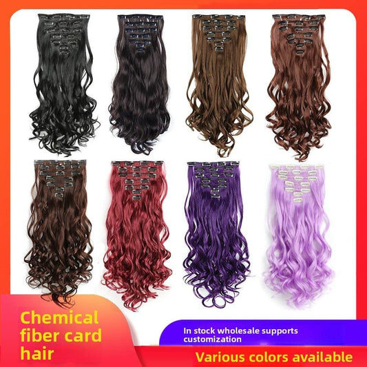 Seven Piece Wig Piece 16 Card Women Chemical Fibre High Temperature Silk Wig Long Curly Hair - Price Value Store