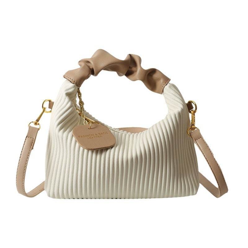 Textured vertical stripe handbag 2025 new niche design shoulder messenger bag foreign style all-match bag women's wholesale - Price Value Store