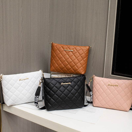Diamond plaid bucket bag 2025 new ladies bag high texture design women's bag Korean style shoulder bag - Price Value Store