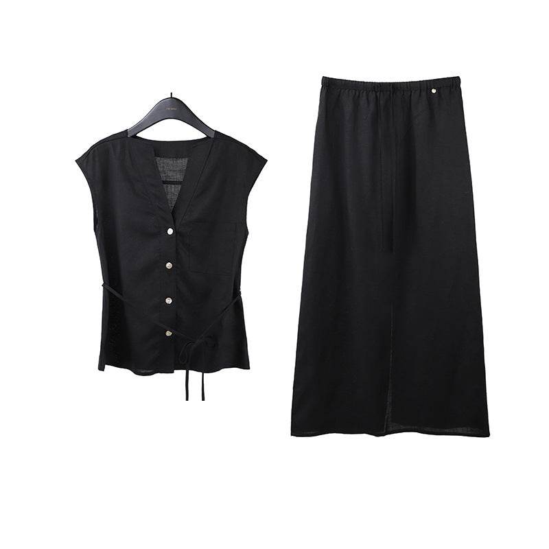 Linen Shirt & Skirt Casual Set - Price Value Store