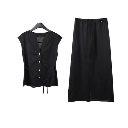 Linen Shirt & Skirt Casual Set - Price Value Store
