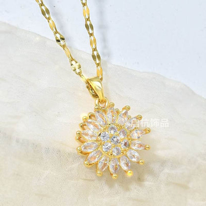 Light luxury rotatable sunflower necklace - Price Value Store