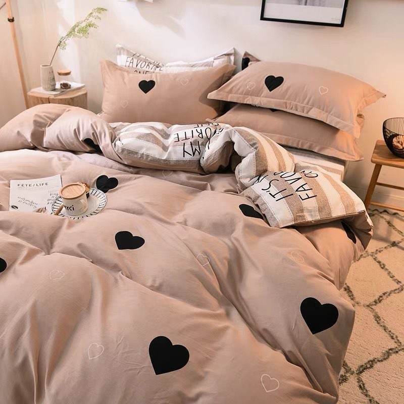 Four-piece Set Nordic Style Wash Cotton Quilt Cover Net-red Bed Sheet Student Dormitory Bedding - Price Value Store