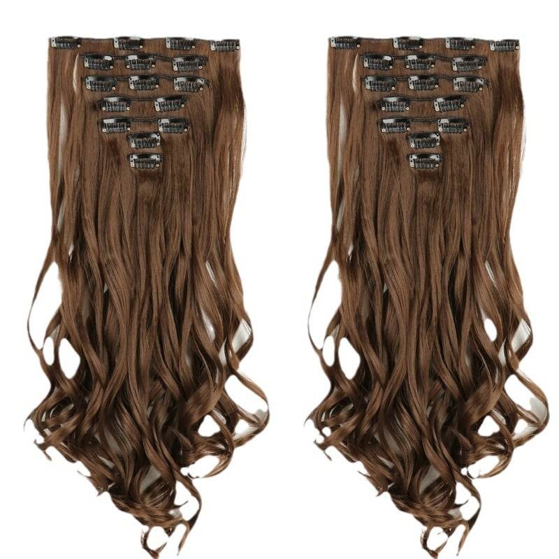 Seven Piece Wig Piece 16 Card Women Chemical Fibre High Temperature Silk Wig Long Curly Hair - Price Value Store