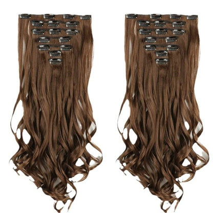 Seven Piece Wig Piece 16 Card Women Chemical Fibre High Temperature Silk Wig Long Curly Hair - Price Value Store