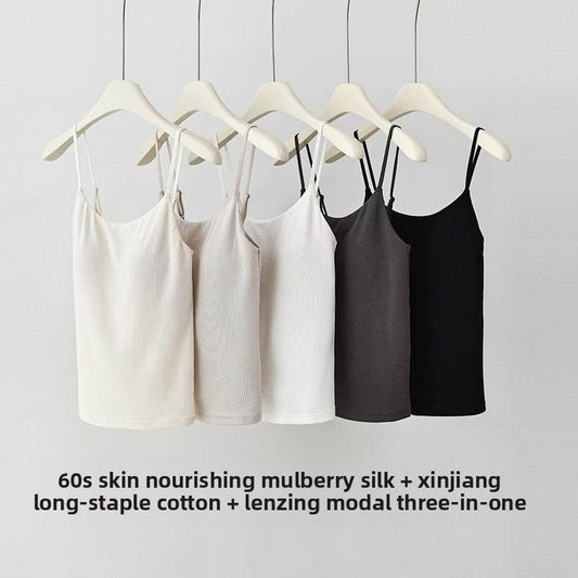 Mulberry Silk Built-in Bra Sling Vest ? Breathable & Lightweight - Price Value Store