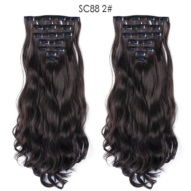 Seven Piece Wig Piece 16 Card Women Chemical Fibre High Temperature Silk Wig Long Curly Hair - Price Value Store