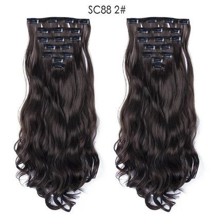 Seven Piece Wig Piece 16 Card Women Chemical Fibre High Temperature Silk Wig Long Curly Hair - Price Value Store