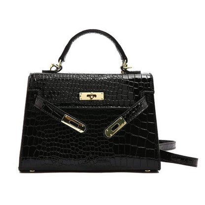 Texture Lock Portable Small Square Bag Women's 2022 New All-match Classic Shoulder Bag PU Fashion Kelly Bag - Price Value Store