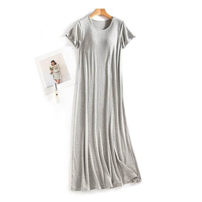 One-piece, frameless, bras free, long casual short-sleeved nightgown - Price Value Store
