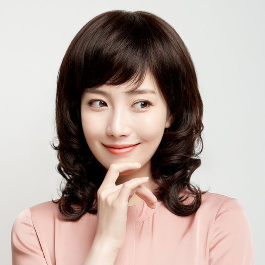 Large wavy wig for middle-aged and elderly women