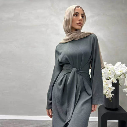 Southeast Asian tie long-sleeved dress - Price Value Store