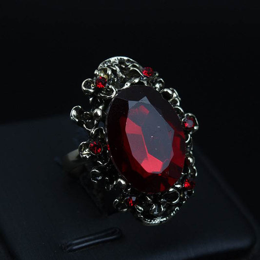Retro Adjustable Crystal Stone Ring for Women - Vintage Geometric Jewelry - Price Value Store