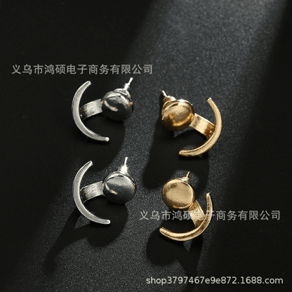 Geometric round earrings, fashionable and cute crescent-shaped earrings for girls - Price Value Store