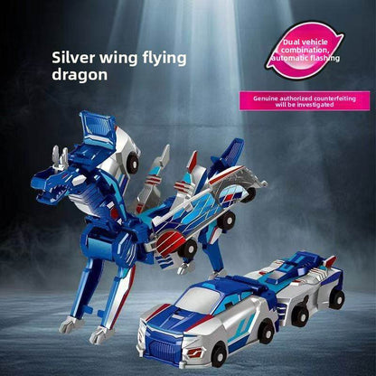 Silver-Winged Dragon Magnetic Transformable Toy Car - Price Value Store