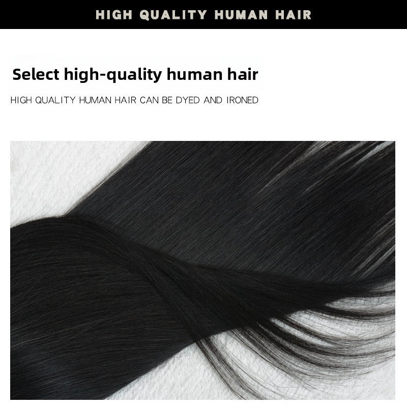 A completely real human hair invisible wig without any trace