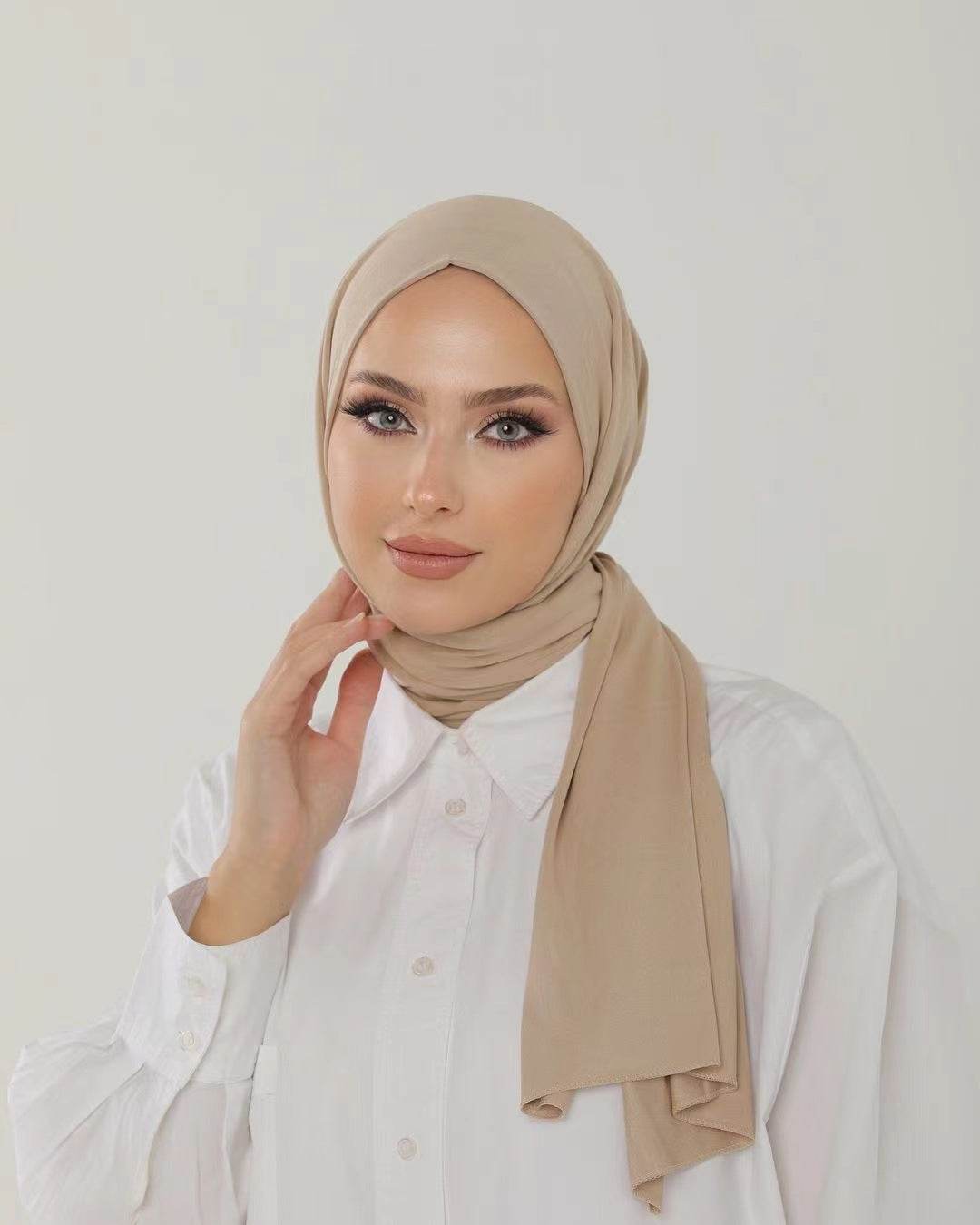Solid-color lustrous cotton scarf for women - Price Value Store