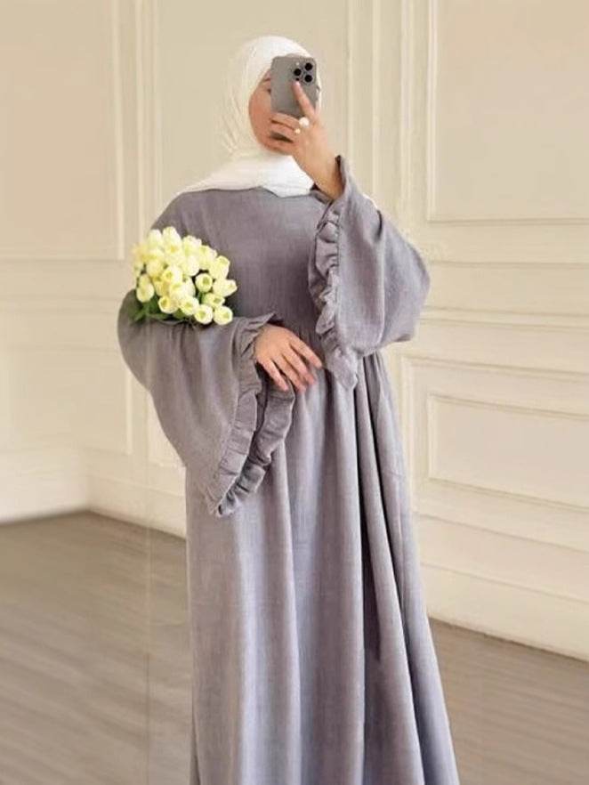 Fashionable and Elegant Pure Color Petal Sleeve Dress - Price Value Store
