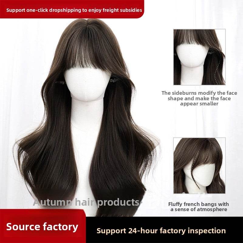 Long curly hair with bangs and a full wig - Price Value Store